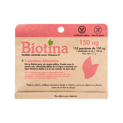 Biotina en Polvo 110 Porciones Marca Dulzura Natural