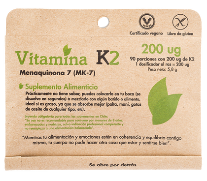 Vitamina K2 en polvo 90 porciones de 200 Ug, 5.8 Gr, Dulzura Natural