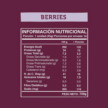 Barrita Wild Protein Bar Berries, 45 Gr, Wild Protein