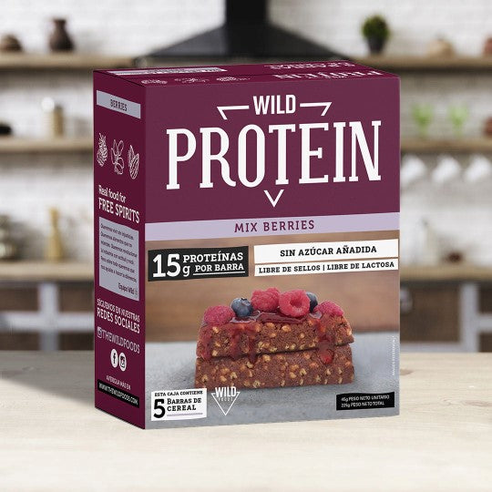Caja 5 u Wild Protein Bar Berries, 5 X 45 Gr, Wild Protein