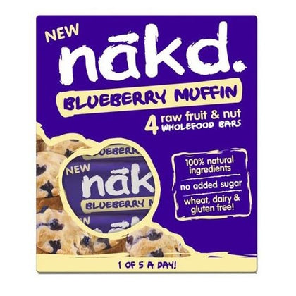 Barrita Nakd Blueberry Muffin, caja 4 X 35 gr, marca Nakd