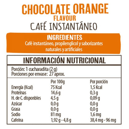 Café Instantáneo Orange Chocolate, 50 gr, marca Beanies