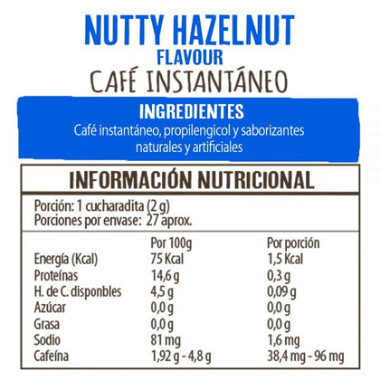 Café Instantáneo Nutty Hazelnut, 50 gr, marca Beanies
