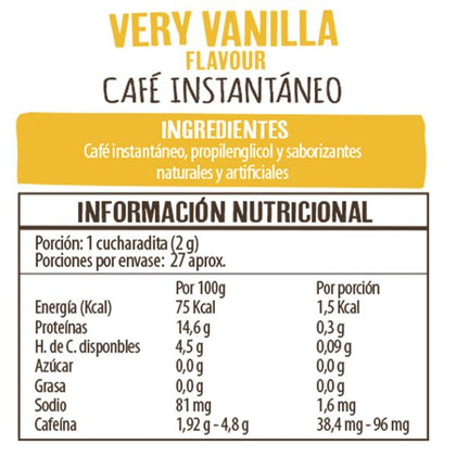 Café Instantáneo Very Vainilla, 50 gr, marca Beanies