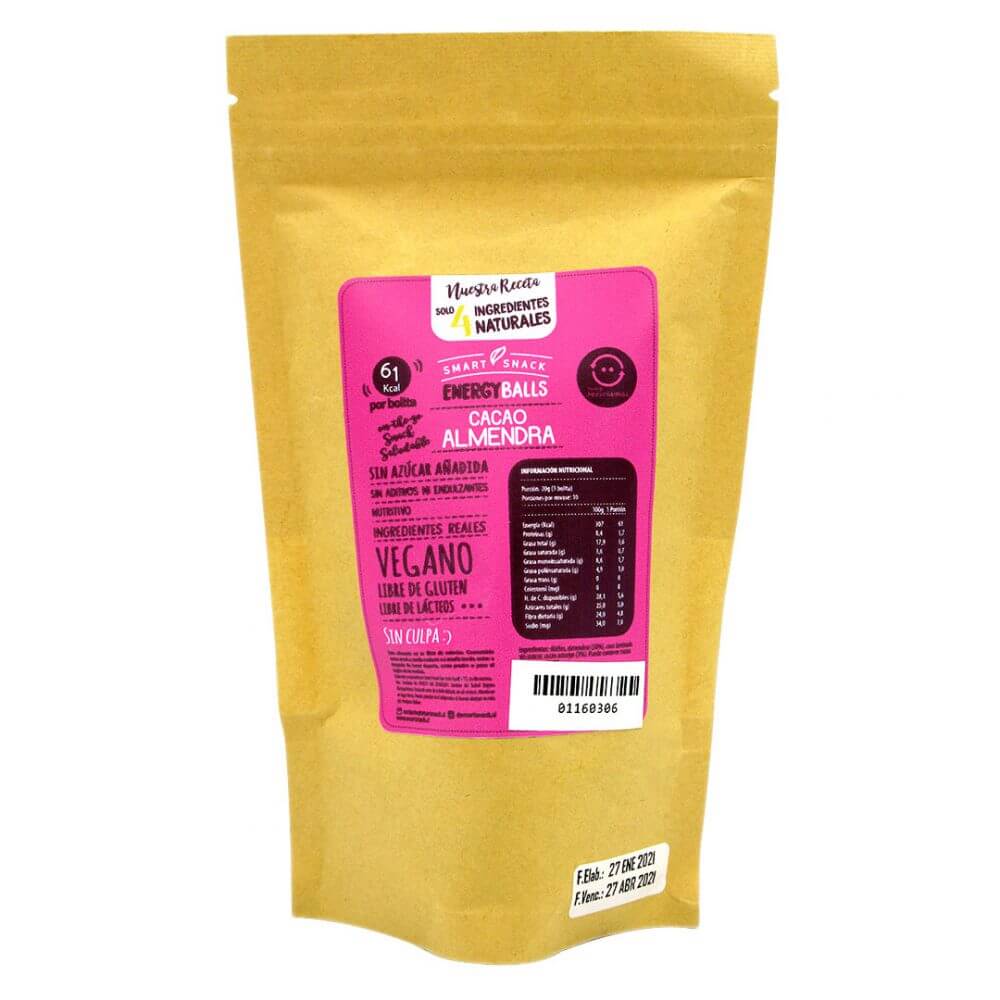 Energy Ball Cacao Almendras, 200 gr, marca Smart Snack