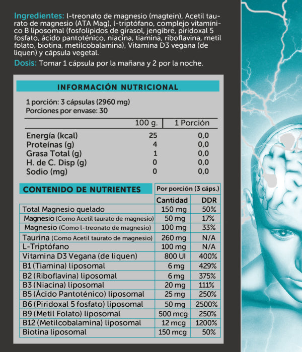 Neuromag Pro Magnesio L Treonato, 90 capsulas, Well+