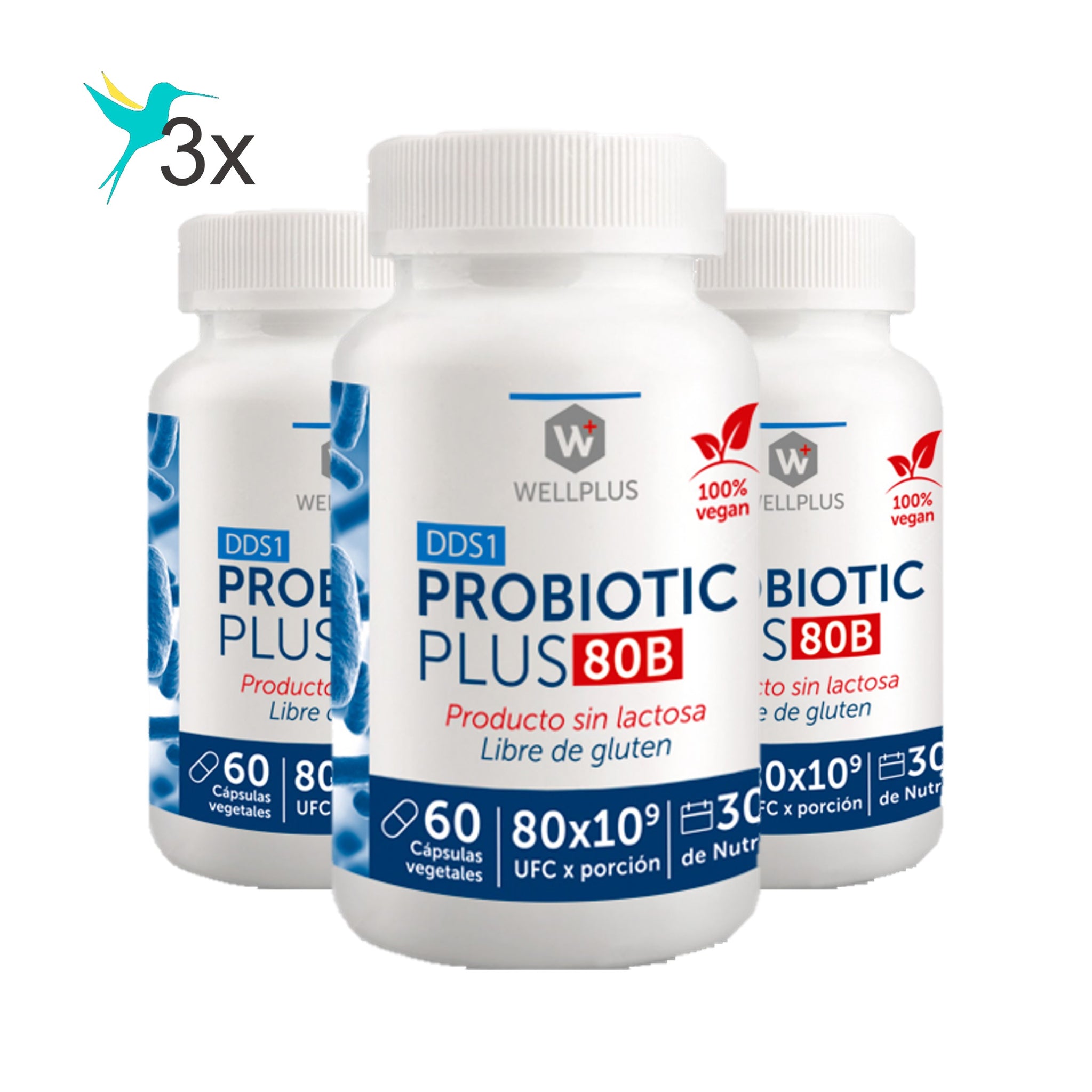 3 x Probiotic Plus 80 B, 3 x 60 capsulas