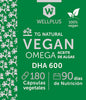 Vegan Omega 3 600 DHA, 180 Capsulas de 700 mg, wellplus