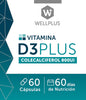Vitamina D3 Colecalciferol, 60 Capsulas, wellplus