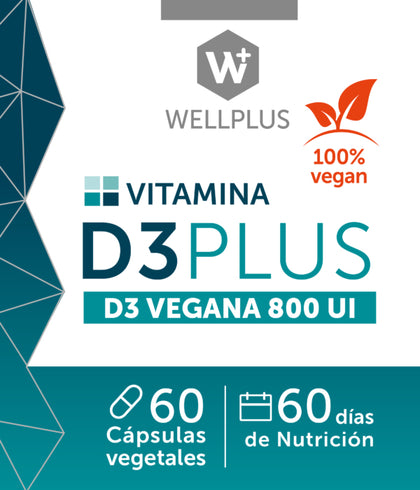 Vitamina D3 Plus Vegana, 60 capsulas, wellplus