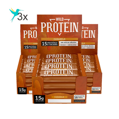 3 x Wild Protein Caramelo, 3 x 16 x 45 Gr, Wild Foods