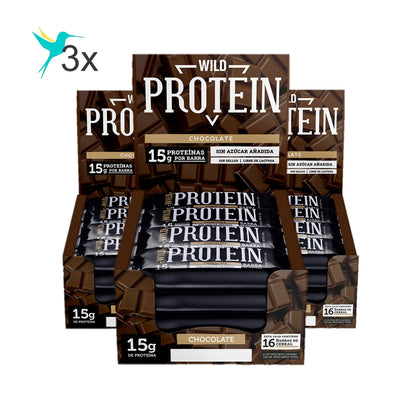 3 x Wild Protein Chocolate, 3 x 16 x 35 Gr, Wild Foods