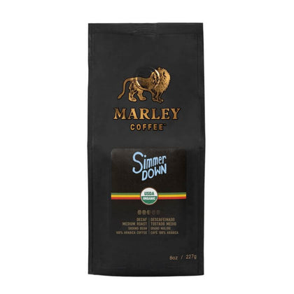 Cafe Molido Descafeinado Tostado Oscuro Simmer Down, 227 gr, marca Marley Coffee