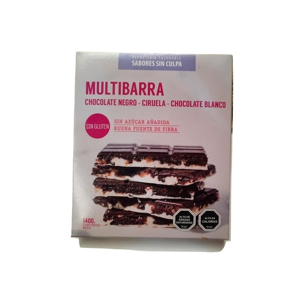 Chocolate Negro, Blanco y Ciruela, 140 gr, marca Sabores sin Culpa