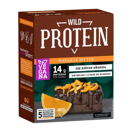Caja 5 U Wild Protein Bar Naranja Bitter, 5 X 45 Gr, Wild Protein