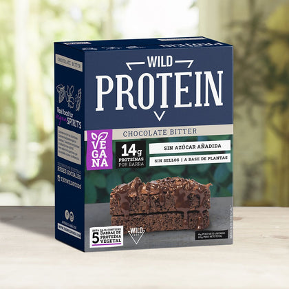 Barritas Wild Protein Vegan Chocolate Bitter, caja 5 uni, marca Protein Bar